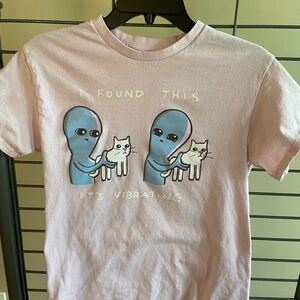 Kids Pink Alien Cat Graphic Tee